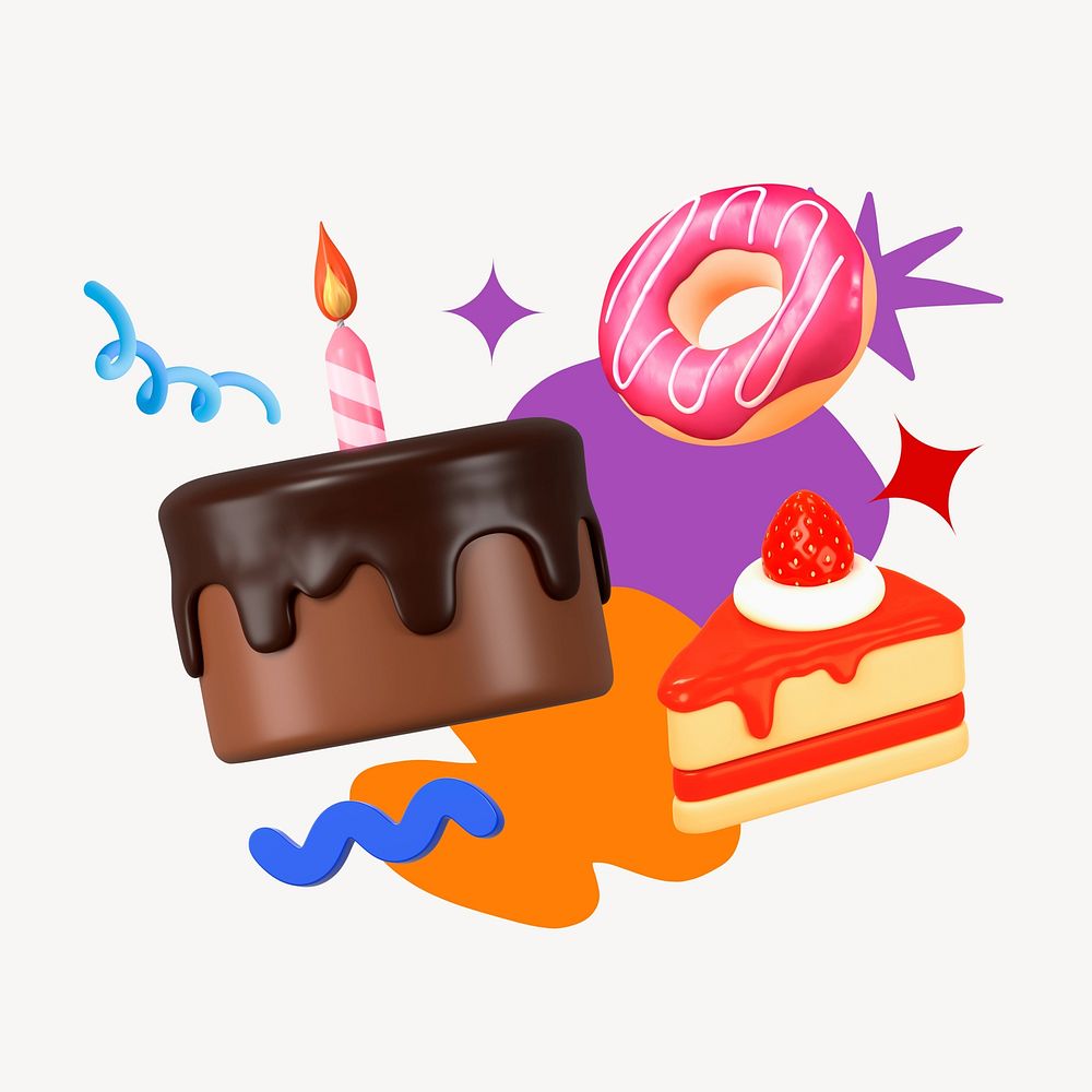 Birthday cake, colorful remix clip art