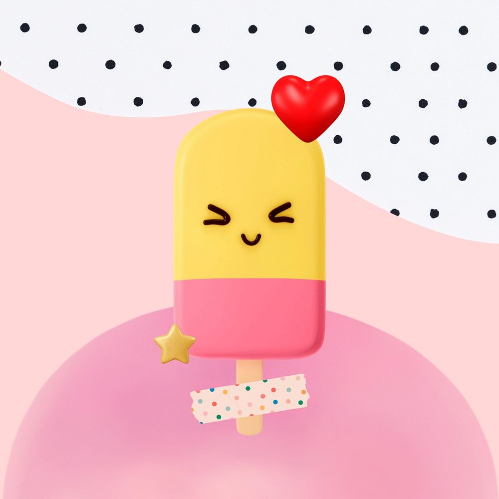 Cute pink ice-cream background, dessert design