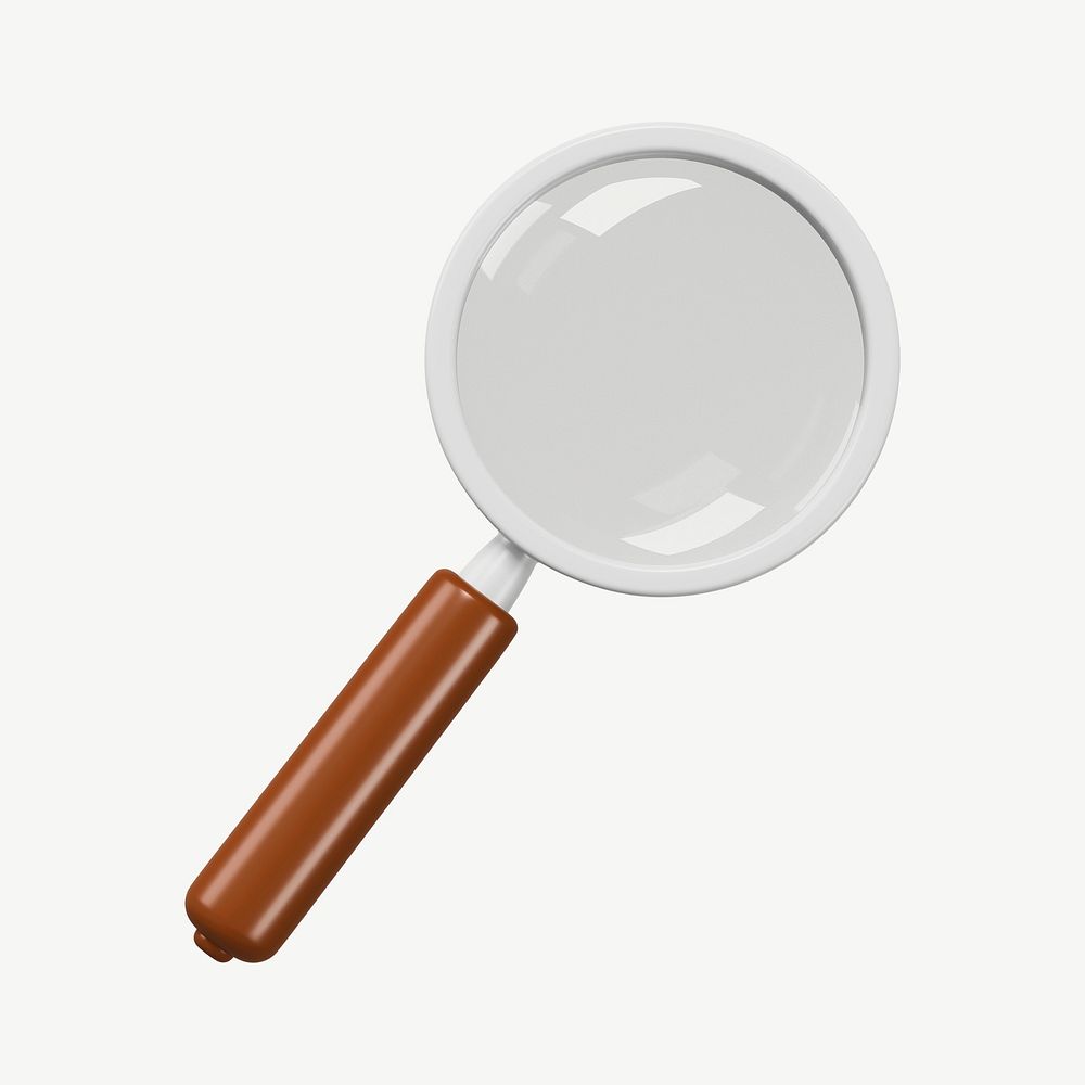 Magnifying glass, 3D collage element psd