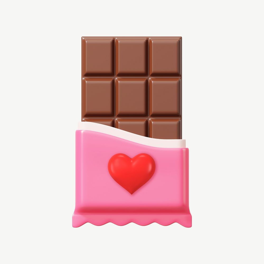 Chocolate bar, 3D food collage element psd