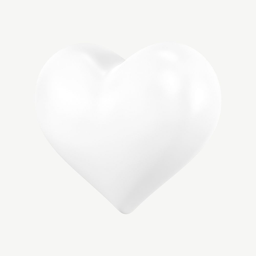 White heart, 3D collage element psd