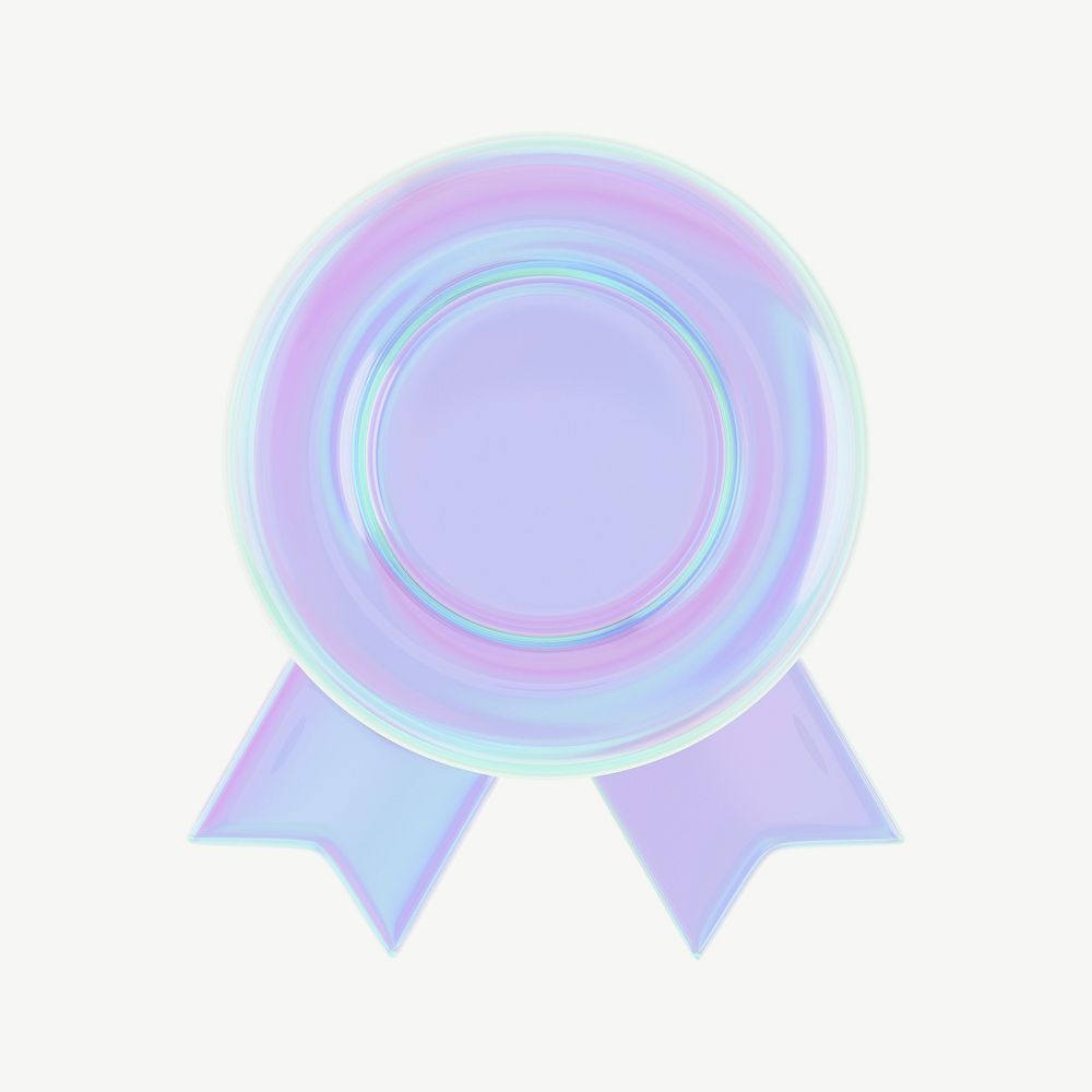 Iridescent winner badge, 3D collage element psd
