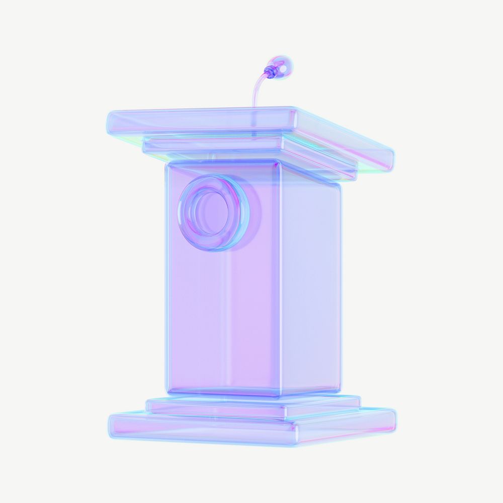 Iridescent speaker podium, 3D collage element psd