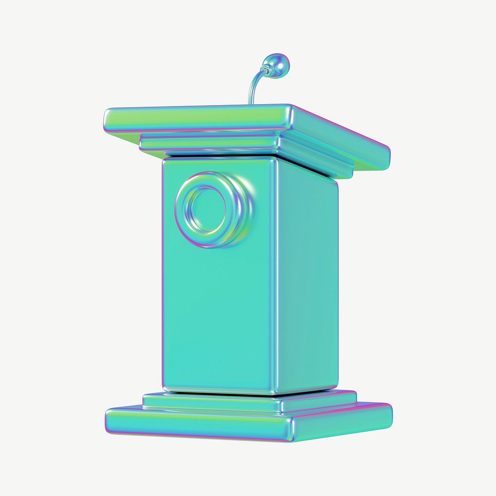 Metallic speaker podium, 3D collage element psd