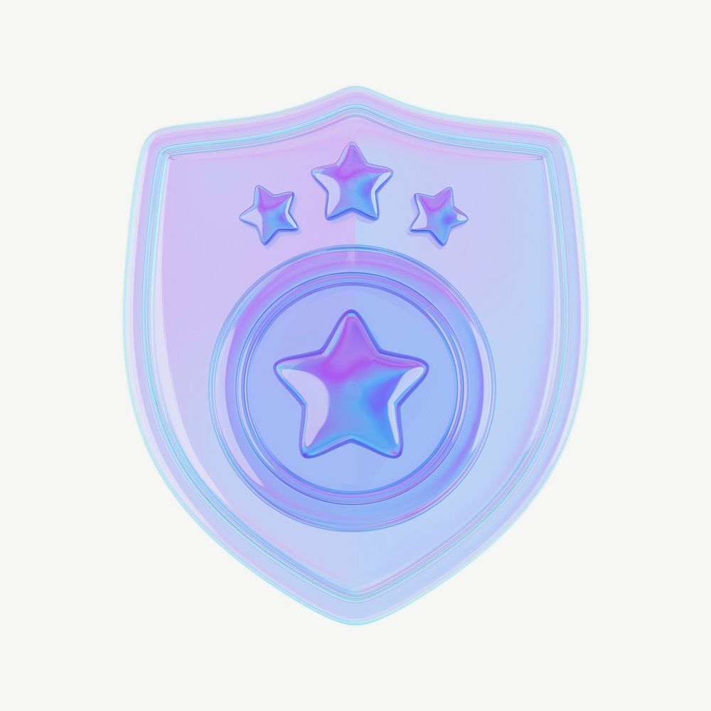 Iridescent police badge, 3D collage element psd