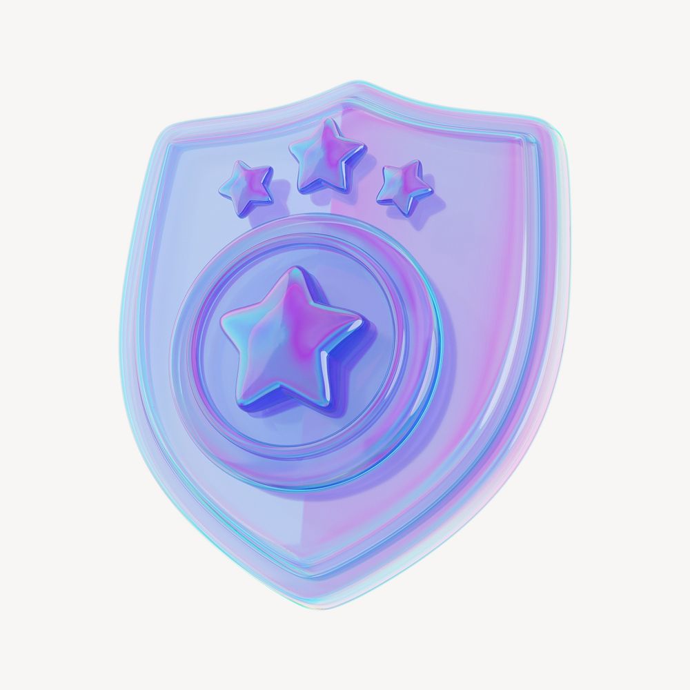 Iridescent police badge, 3D illustration