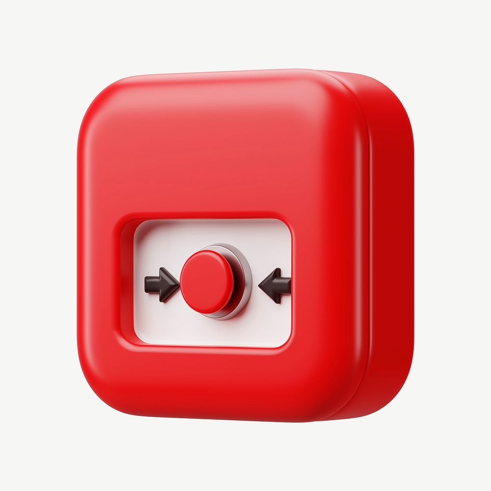3D emergency alarm button, collage element psd