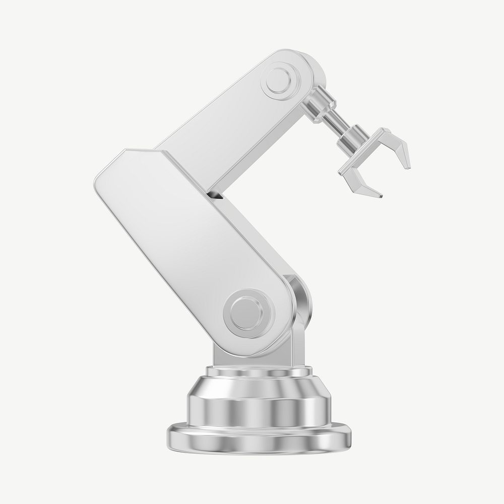 3D silver  factory robot, collage element psd