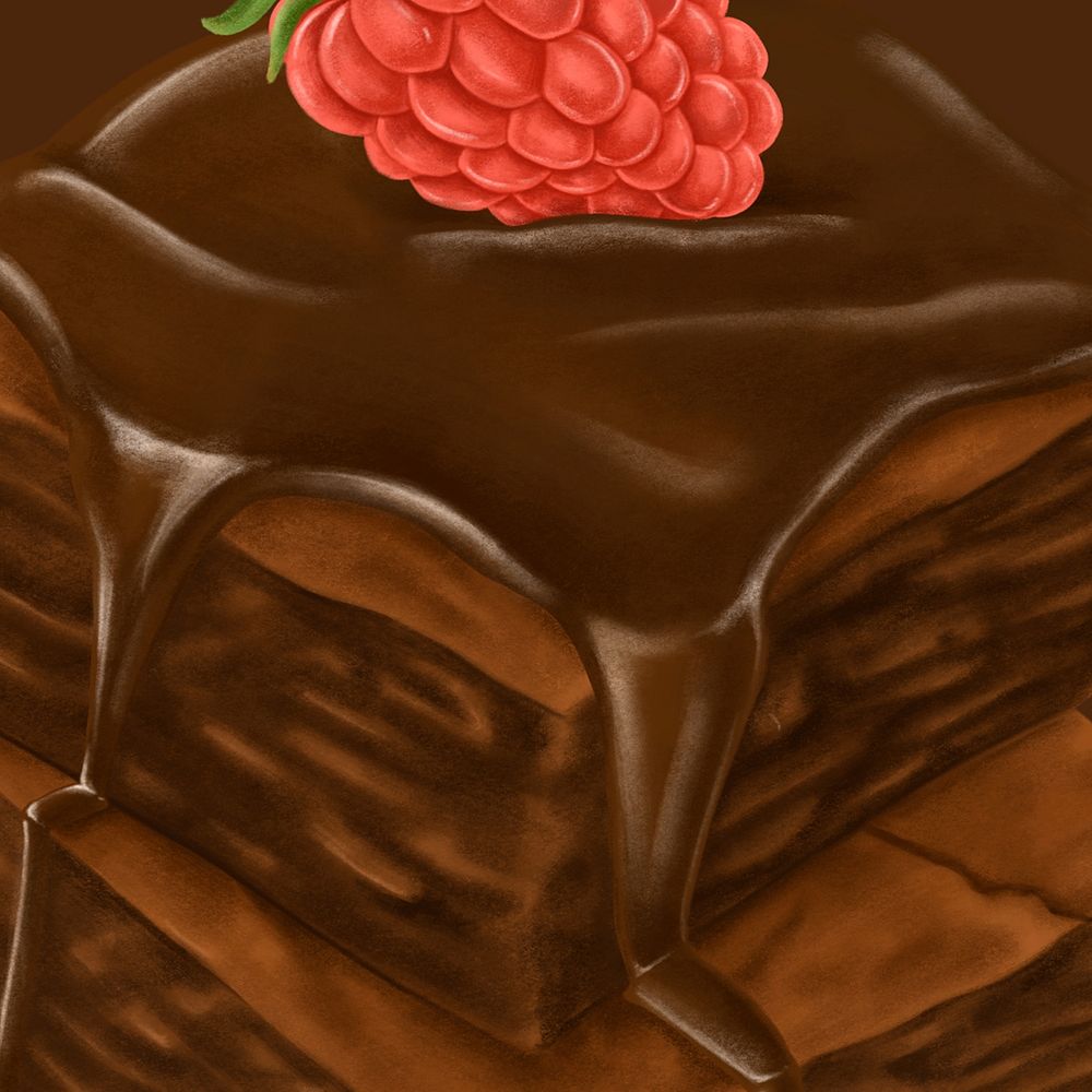 Chocolate cake dessert background, food illustration