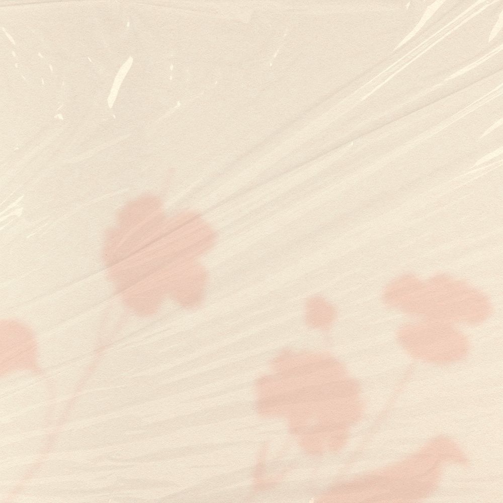 Beige plastic texture, floral background