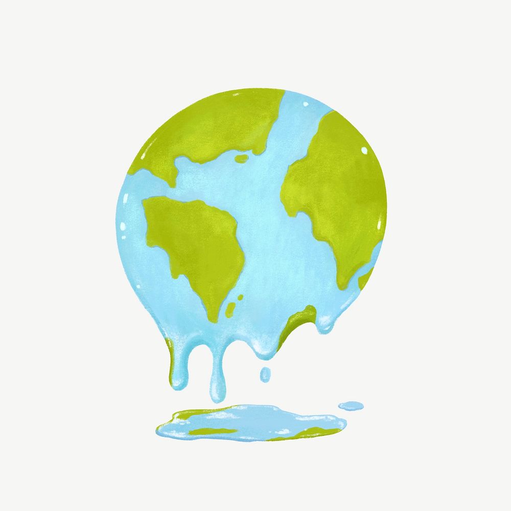 Melting globe, environment illustration psd