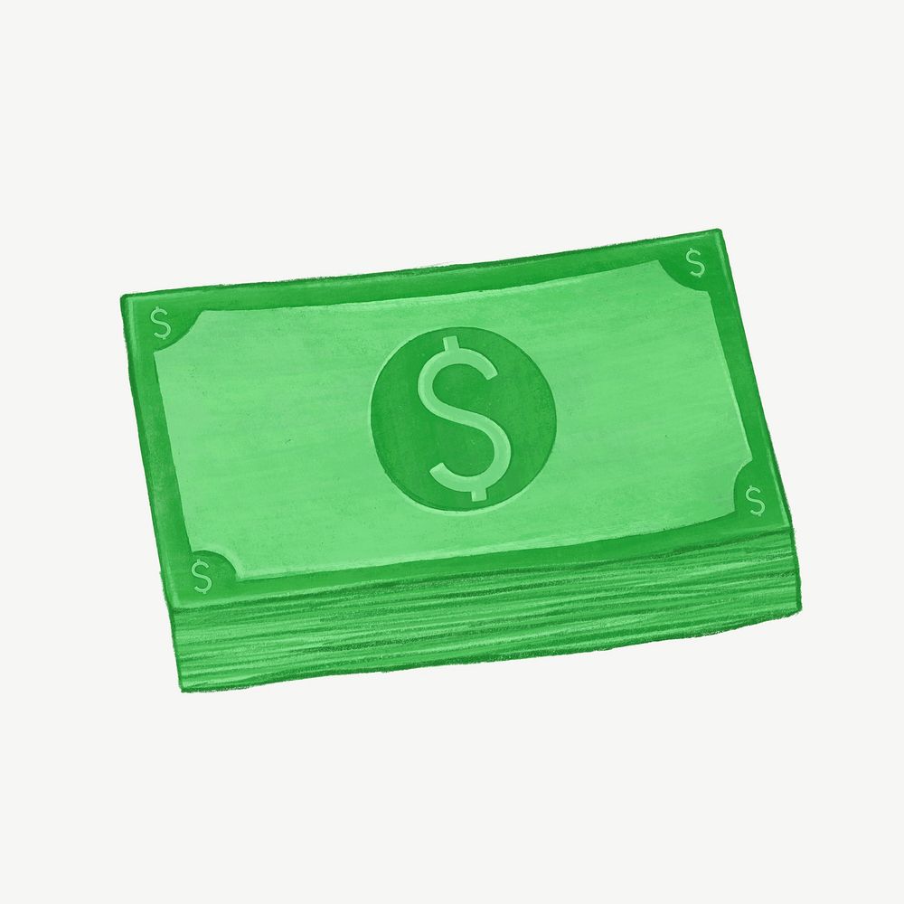 Money stack, finance collage element psd