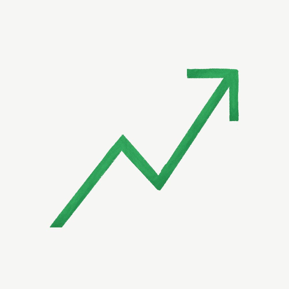 Green upward arrow, business graphic psd