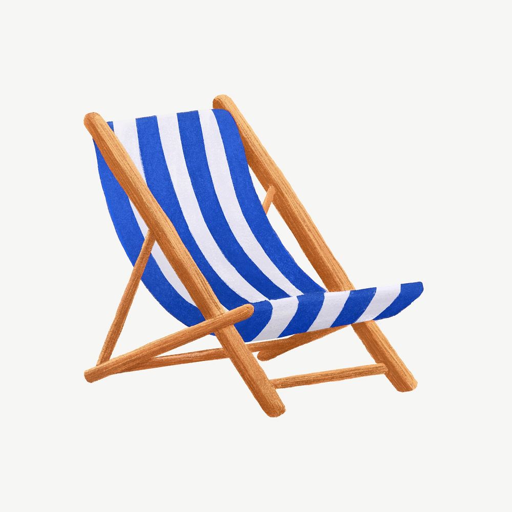 Blue beach chair collage element psd