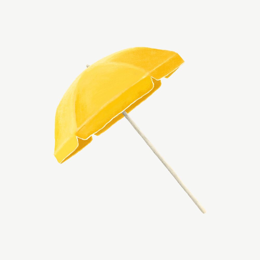 Yellow beach umbrella collage element psd