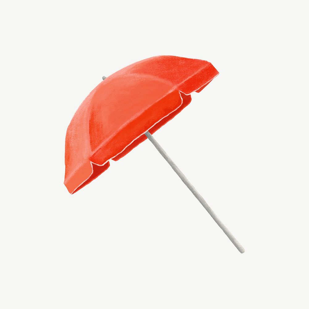 Red beach umbrella collage element psd