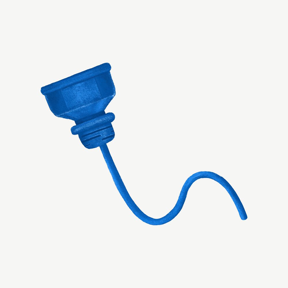 Blue plug cord collage element psd