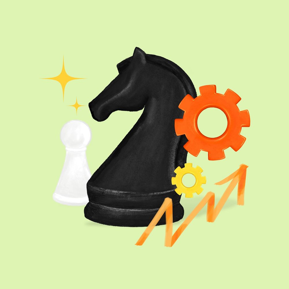 Knight chess piece, business strategy remix
