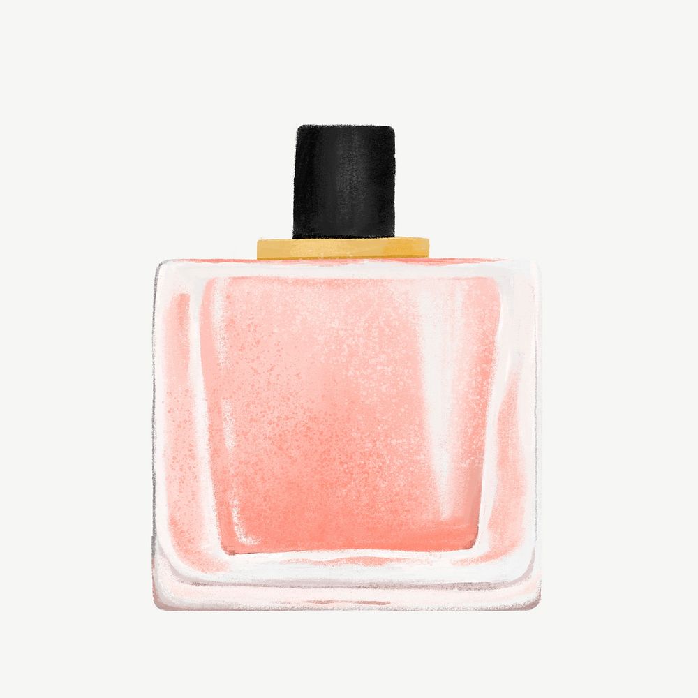 Pink perfume bottle, fragrance illustration psd