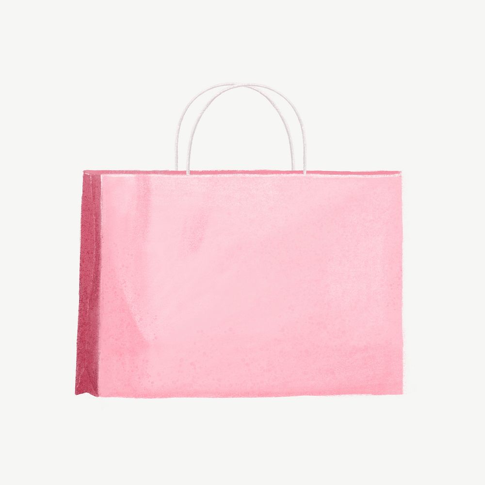 Pink shopping bag collage element psd