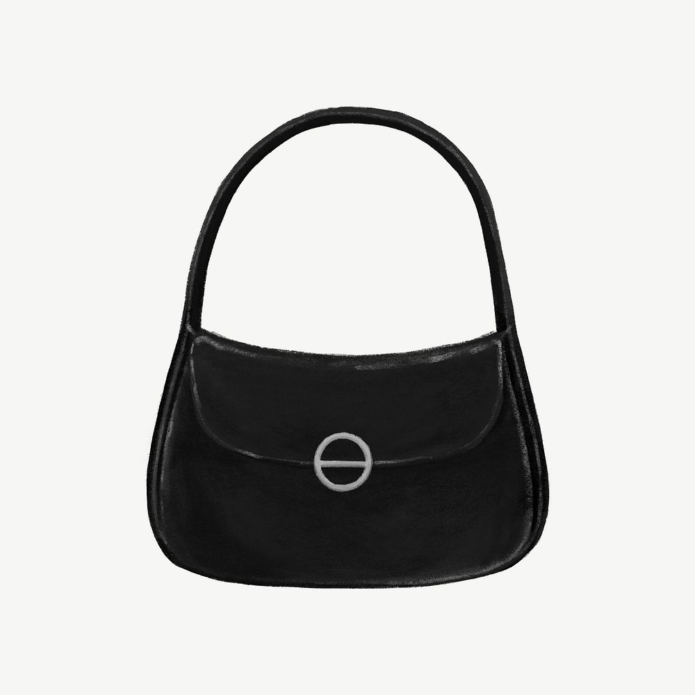 Black hobo bag, women's accessory illustration psd
