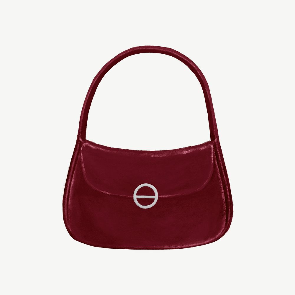 Red  hobo bag, women's accessory illustration psd