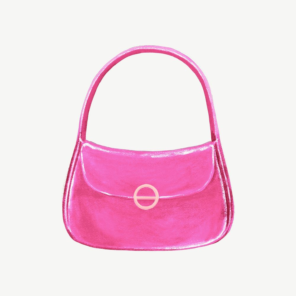 Pink hobo bag, women's accessory illustration psd
