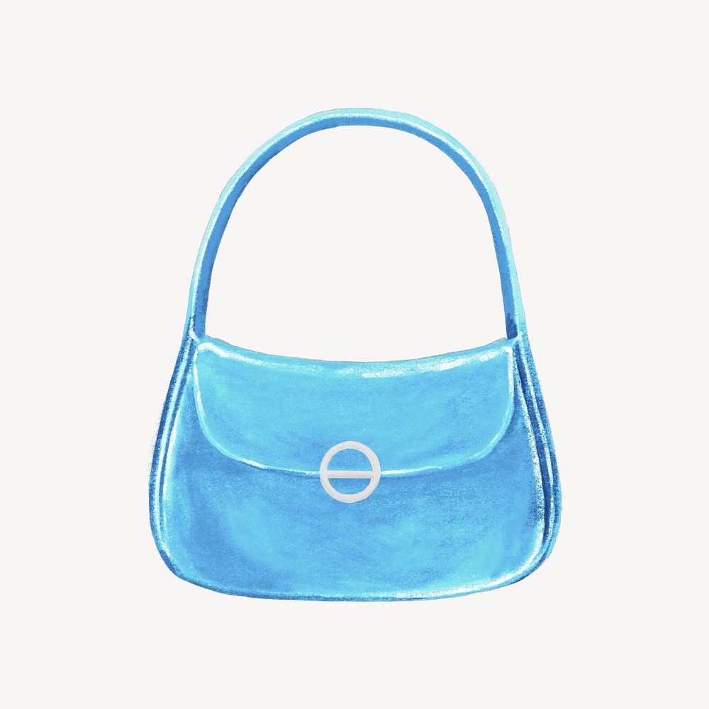 Blue hobo bag, women's accessory illustration