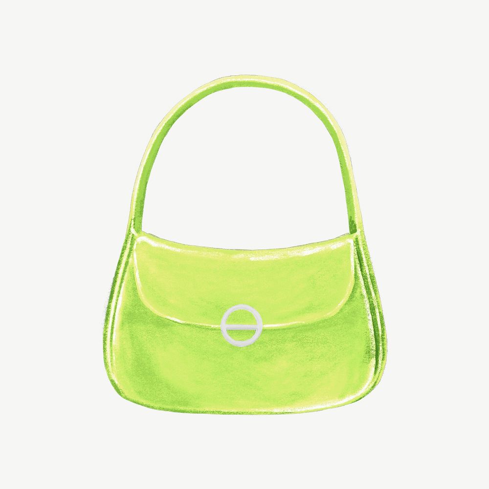 Green hobo bag, women's accessory illustration psd