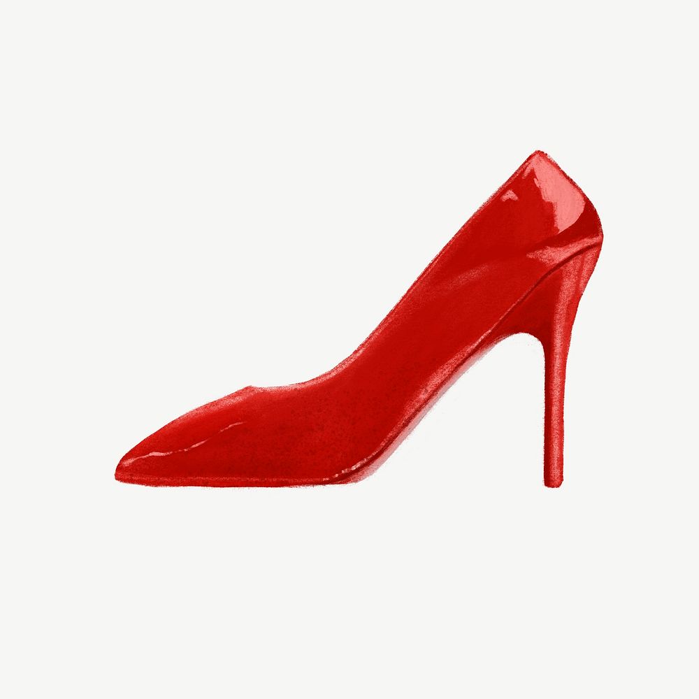 Red high heel, women's shoe illustration psd