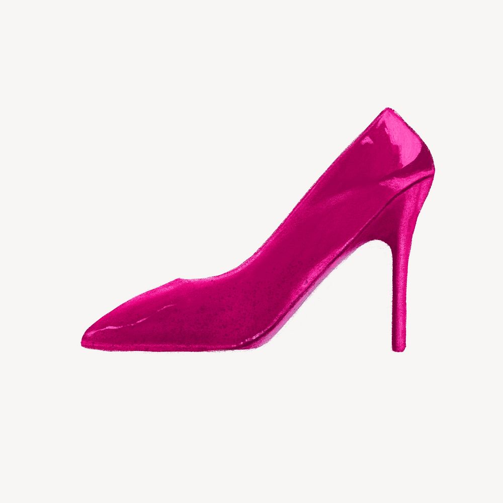 Pink high heel, women's shoe illustration