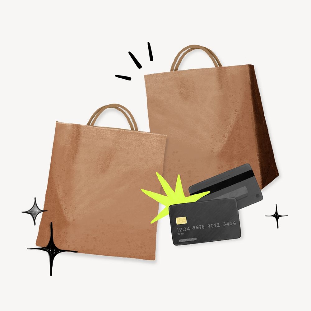 Shopping bags & credit card, finance remix