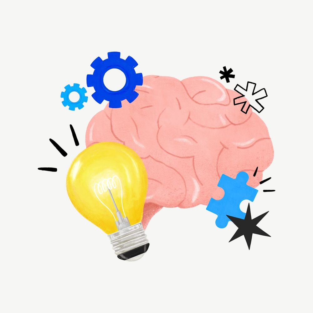 Creative ideas brain, light bulb, business remix psd