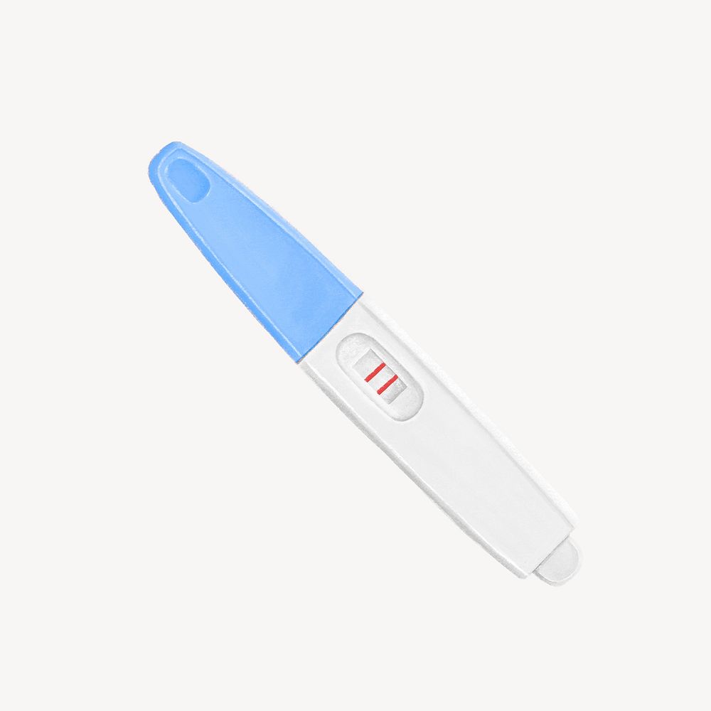 Positive pregnancy test, women's health illustration