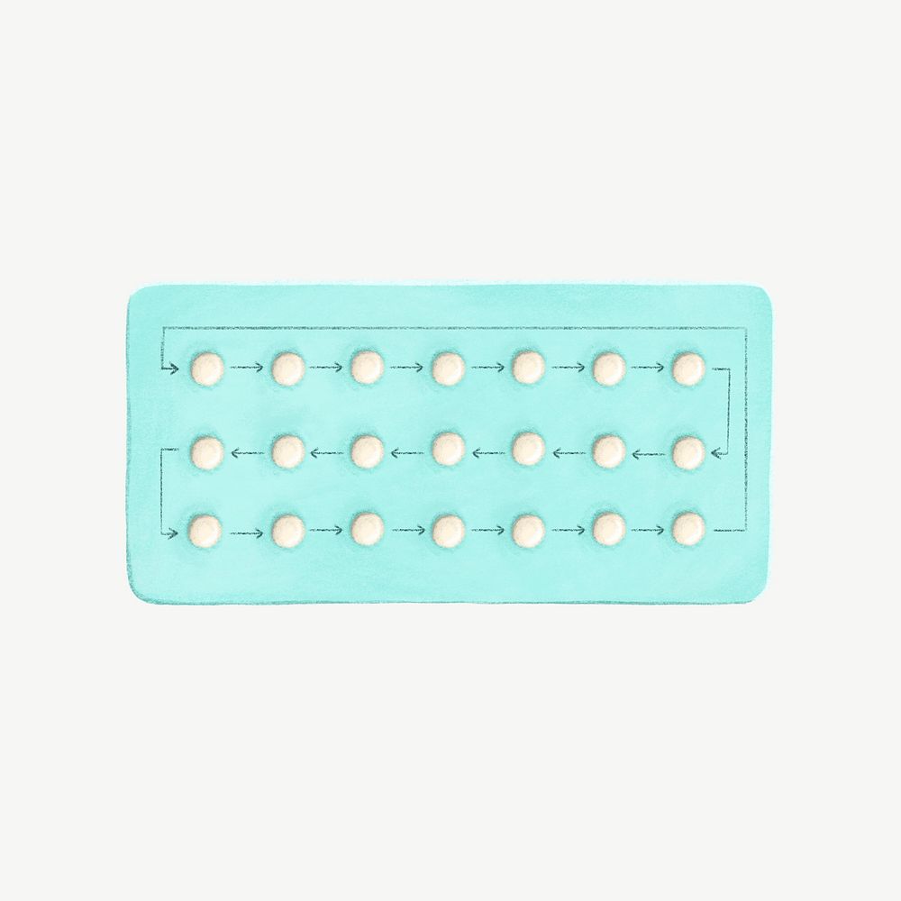 Birth control medicine, women's health illustration psd