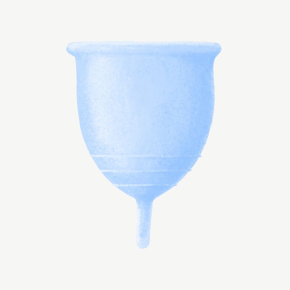 Blue menstrual cup, women's health illustration psd