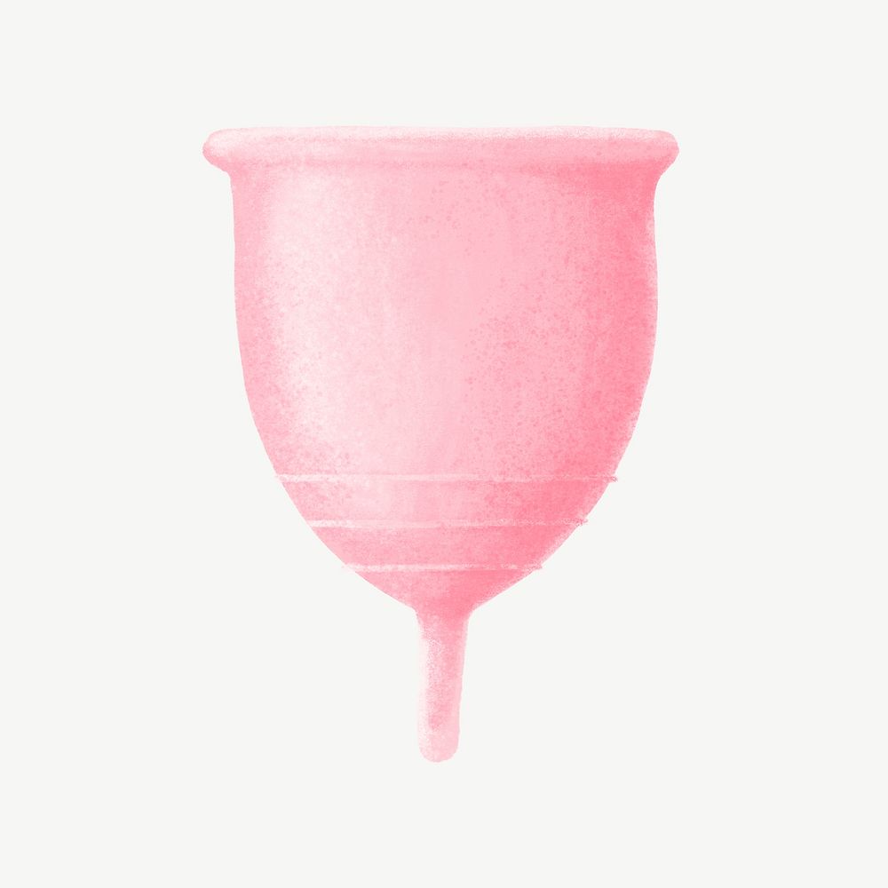Pink menstrual cup, women's health illustration psd