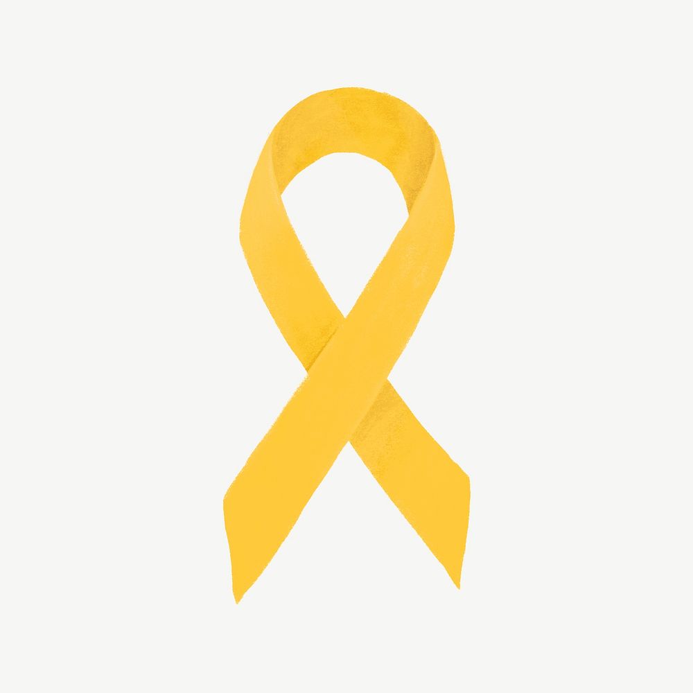 Yellow ribbon, bone cancer awareness illustration psd