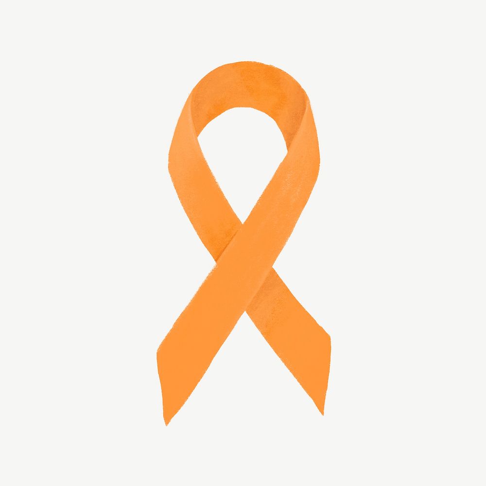 Orange ribbon, leukemia awareness illustration psd