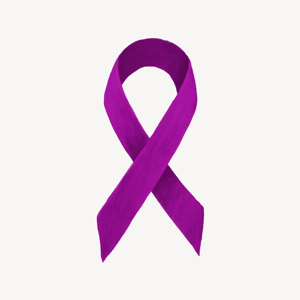 Purple ribbon, cancer awareness illustration