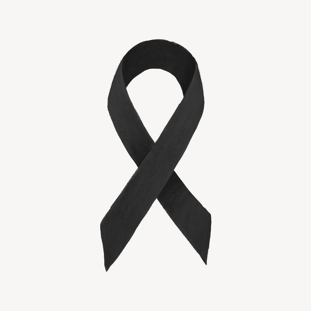 Black ribbon, skin cancer awareness illustration