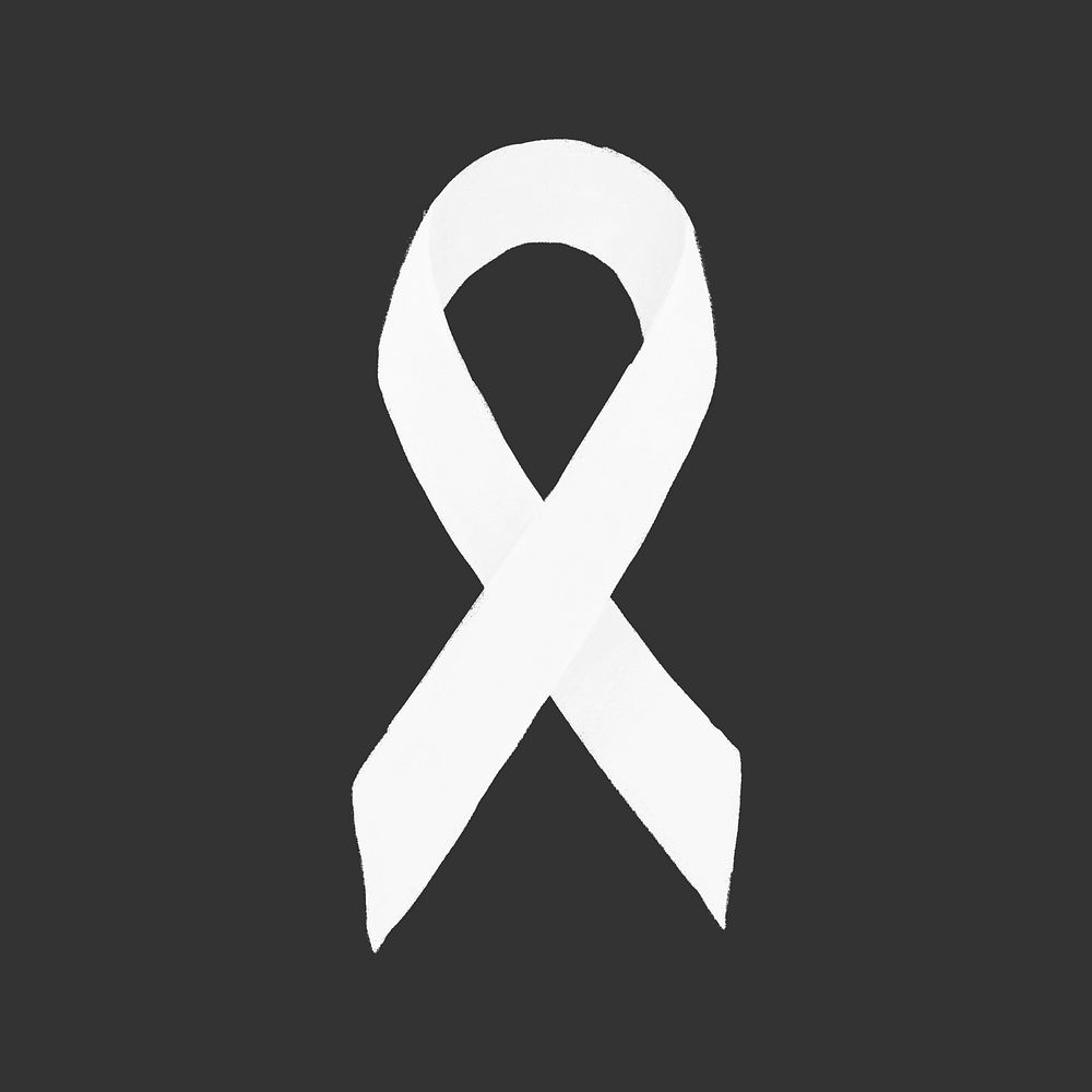 White ribbon, cancer awareness illustration psd