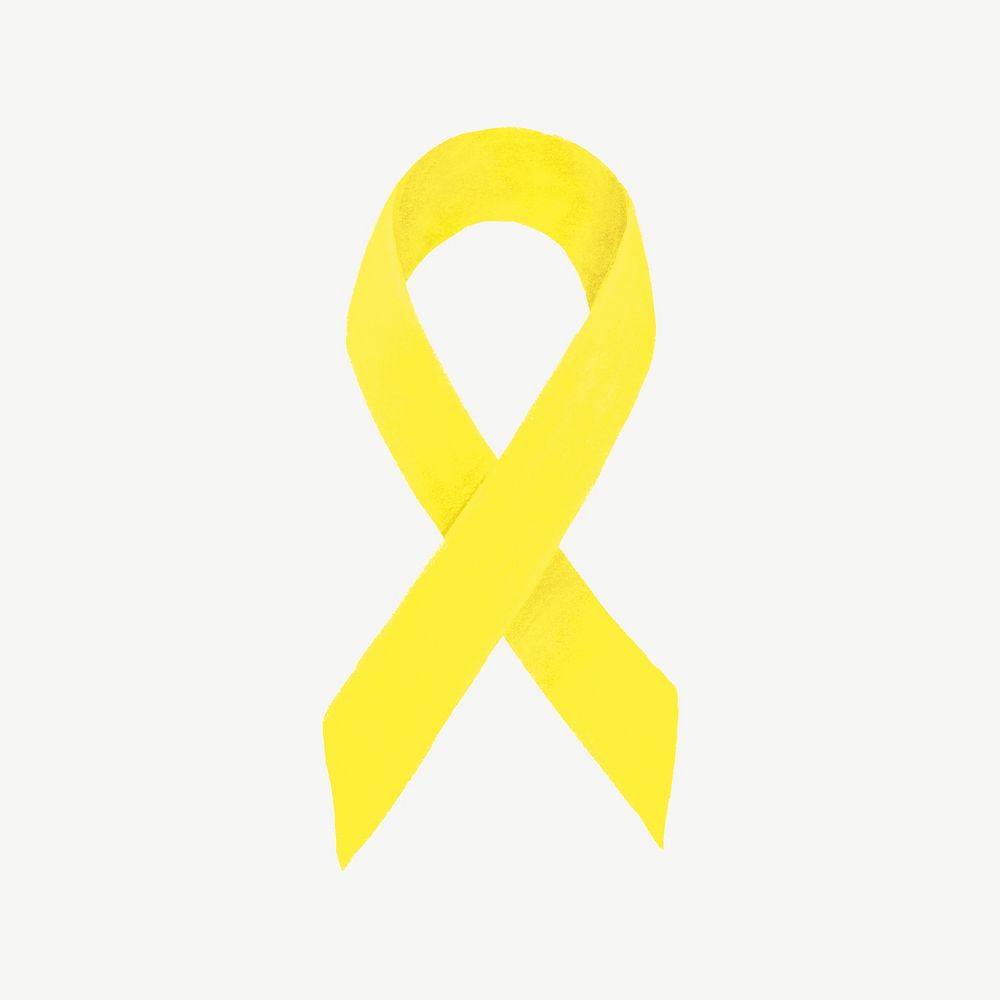 Yellow ribbon, cancer awareness illustration psd