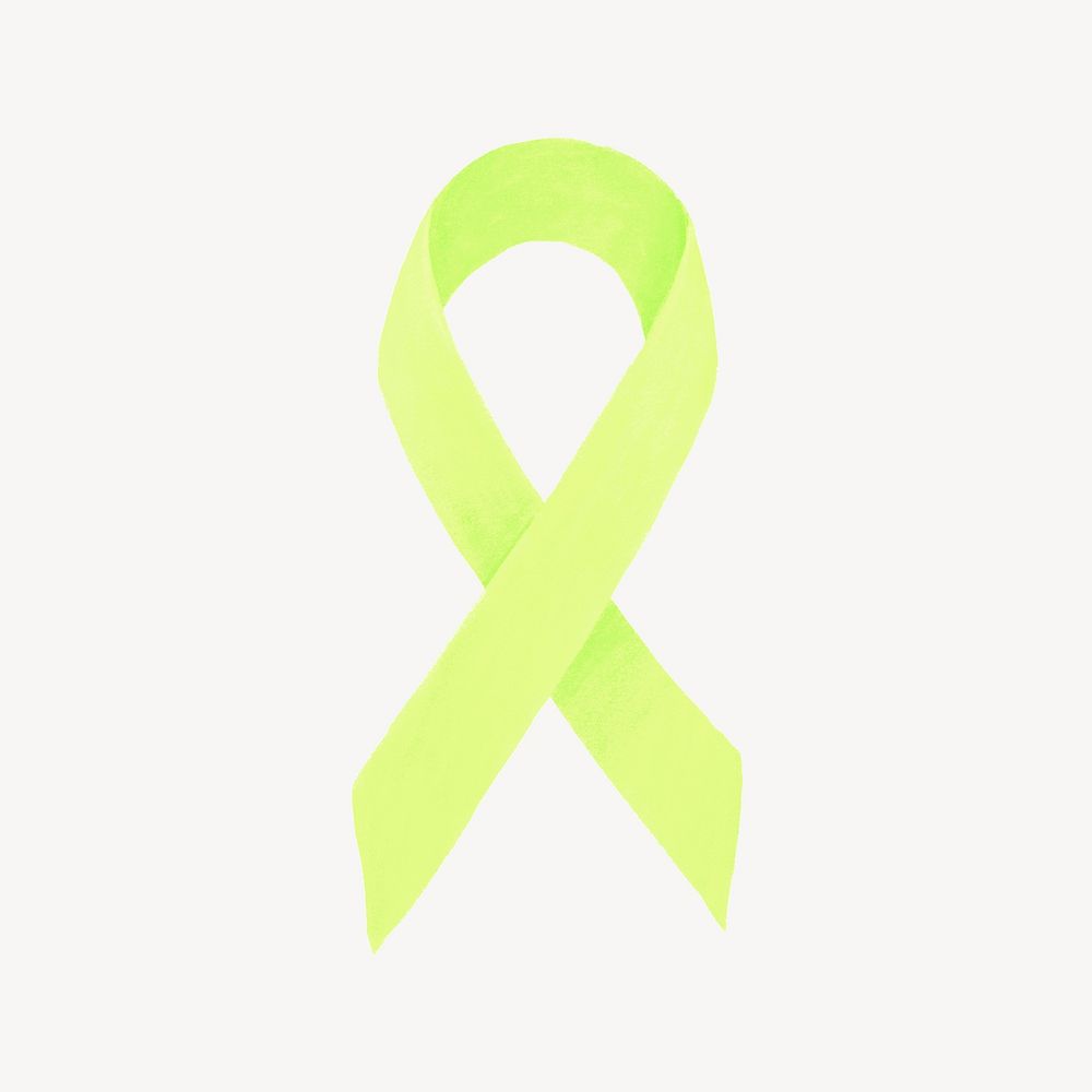 Green ribbon, lymphoma cancer awareness illustration