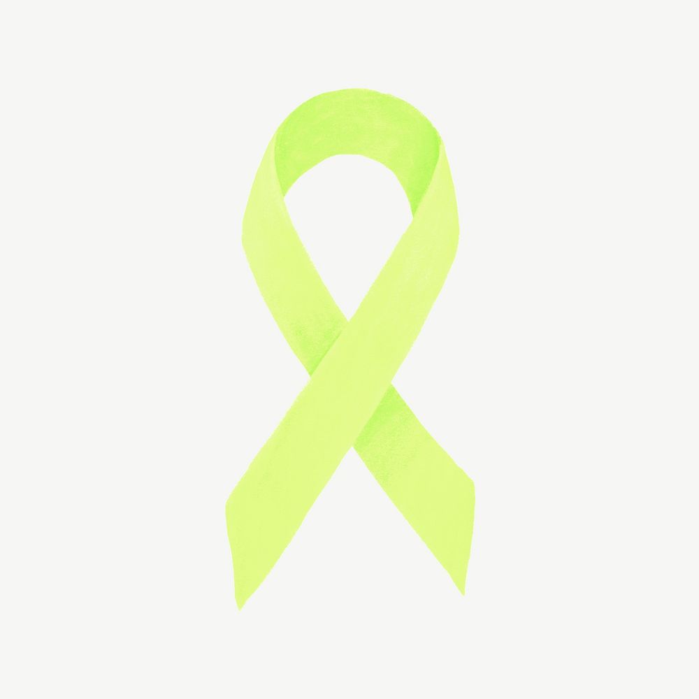 Green ribbon, lymphoma cancer awareness illustration psd