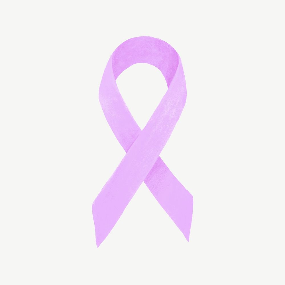 Light purple ribbon, cancer awareness illustration psd