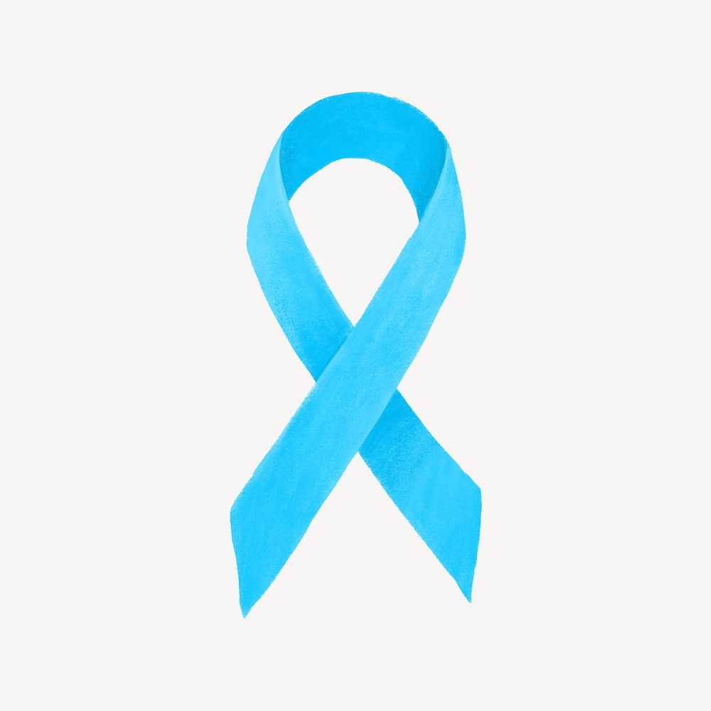 Blue ribbon, cancer awareness illustration
