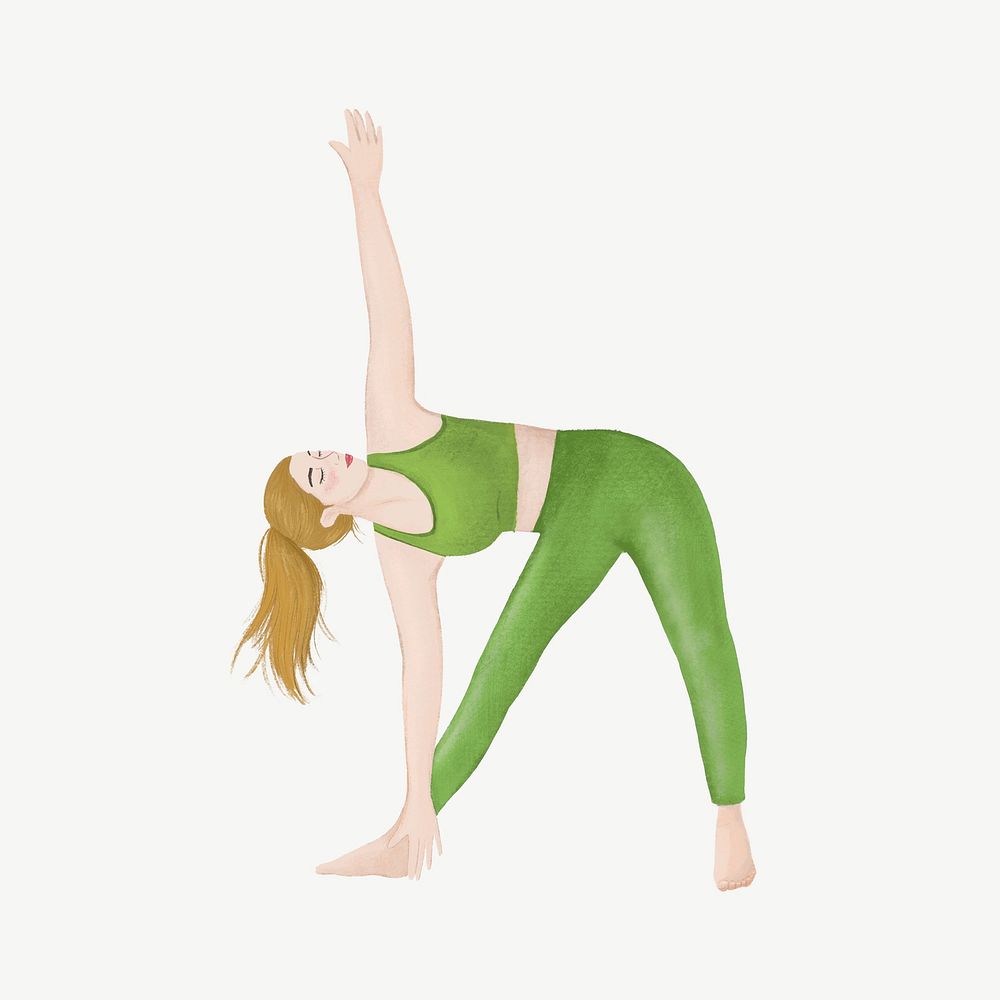 Woman stretching, wellness illustration psd