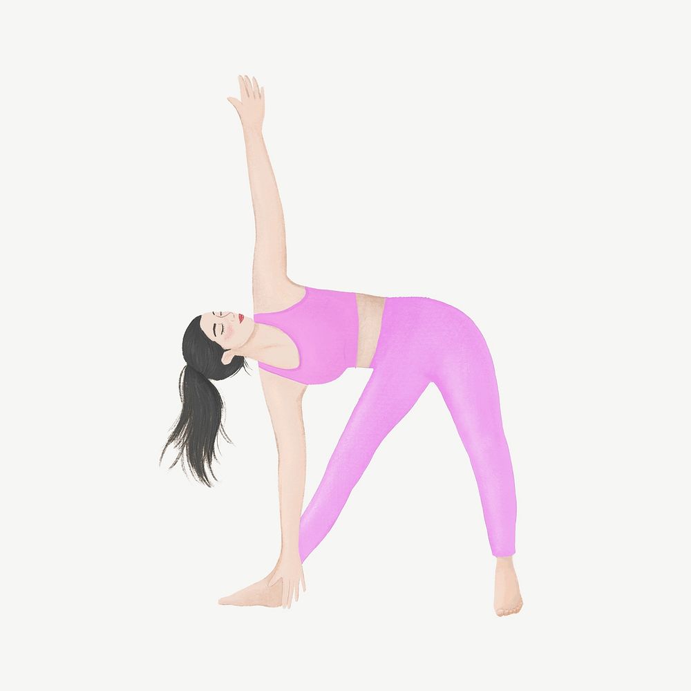 Woman stretching, wellness illustration psd