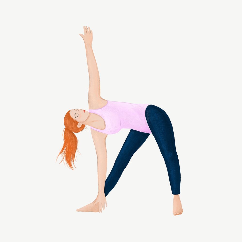 Woman stretching, wellness illustration psd
